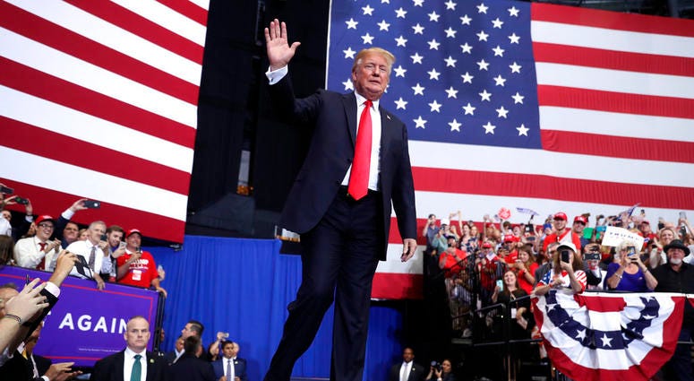 President Donald Trump arrives to speak at a rally at the Gaylord Opryland Resort and Convention Center. President Donald Trump arrives to speak at a rally at the Gaylord Opryland Resort and Convention Center.
