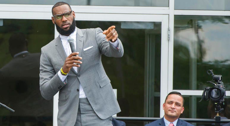 LeBron James speaks at the opening ceremony for the I Promise School in Akron, Ohio, Monday, July 30, 2018. LeBron James speaks at the opening ceremony for the I Promise School in Akron, Ohio, Monday, July 30, 2018.