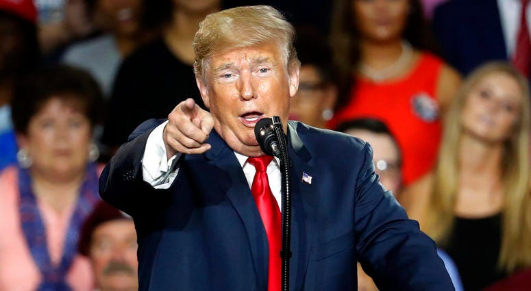 President Donald Trump speaks during a rally, Saturday, Aug. 4, 2018, in Lewis Center, Ohio. President Donald Trump speaks during a rally, Saturday, Aug. 4, 2018, in Lewis Center, Ohio.