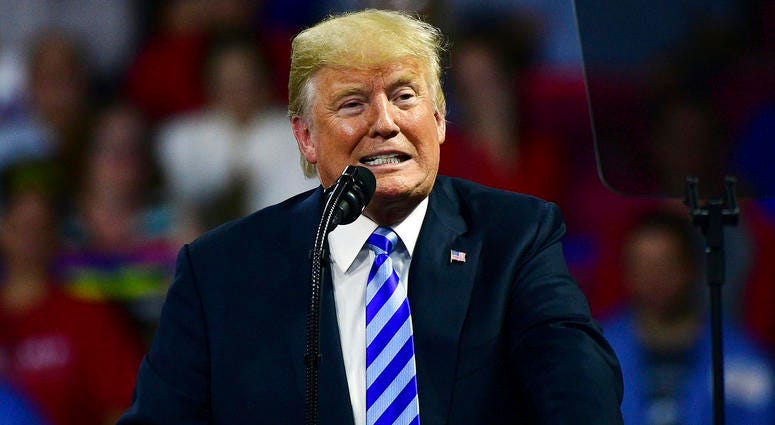 President Donald Trump speaks during a rally Tuesday, Aug. 21, 2018, at the Civic Center in Charleston W.Va. President Donald Trump speaks during a rally Tuesday, Aug. 21, 2018, at the Civic Center in Charleston W.Va.