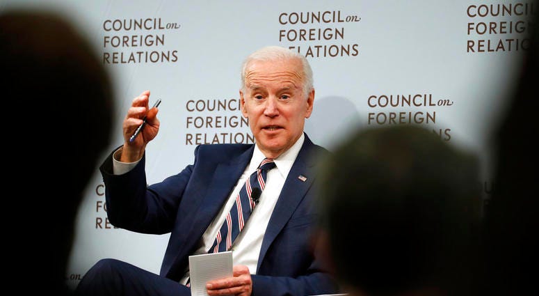 In this Jan. 23, 2018, file photo, former Vice President Joe Biden speaks about U.S. relations with the Kremlin at the Council on Foreign Relations, in Washington. In this Jan. 23, 2018, file photo, former Vice President Joe Biden speaks about U.S. relations with the Kremlin at the Council on Foreign Relations, in Washington.