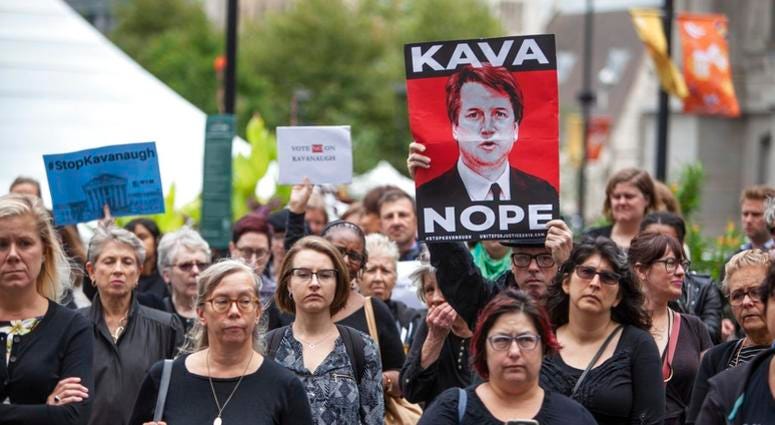 A crowd gathers at Dilworth Plaza by the city hall for a walkout in solidarity with Christine Blasey Ford, who accused Brett Kavanaugh of sexual assault, in Philadelphia on Monday, Sept. 24, 2018. A crowd gathers at Dilworth Plaza by the city hall for a walkout in solidarity with Christine Blasey Ford, who accused Brett Kavanaugh of sexual assault, in Philadelphia on Monday, Sept. 24, 2018.