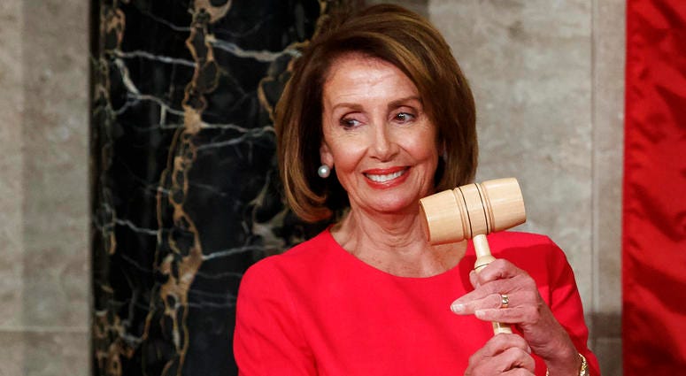 House Speaker Nancy Pelosi of California holds the gavel after at the Capitol in Washington, Thursday, Jan. 3, 2019. House Speaker Nancy Pelosi