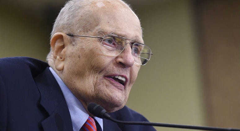 FILE - In this July 29, 2015 file photo, former Rep. John Dingell, D-Mich., speaks at an event marking the 50th Anniversary of Medicare and Medicaid on Capitol Hill in Washington. FILE - In this July 29, 2015 file photo, former Rep. John Dingell, D-Mich., speaks at an event marking the 50th Anniversary of Medicare and Medicaid on Capitol Hill in Washington.