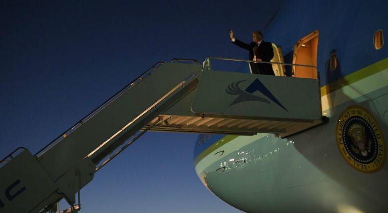 President Donald Trump walks down the steps of Air Force One at El Paso International Airport in El Paso, Texas, Monday, Feb. 11, 2019. President Donald Trump walks down the steps of Air Force One at El Paso International Airport in El Paso, Texas, Monday, Feb. 11, 2019.