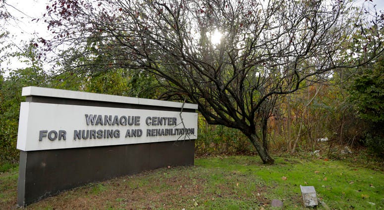 This Oct. 23, 2018 file photo shows the marquee outside of the Wanaque Center For Nursing And Rehabilitation in Haskell, N.J. Wanaque Center For Nursing And Rehabilitation in Haskell, N.J.