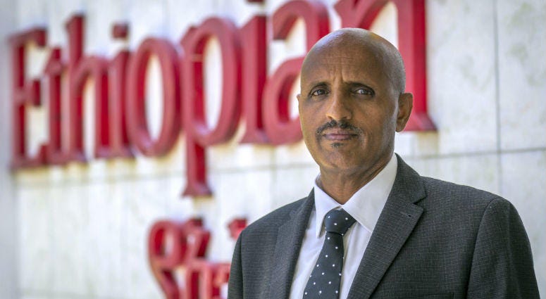 Tewolde Gebremariam, Chief Executive Officer of Ethiopian Airlines, poses for a photograph after speaking to The Associated Press at Bole International Airport in Addis Ababa, Ethiopia Saturday, March 23, 2019 The chief of Ethiopian Airlines says the warning and training requirements set for the now-grounded 737 Max aircraft may not have been enough following the Ethiopian Airlines plane crash that killed 157 people.