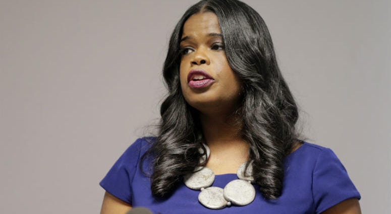 FILE - In this Feb. 22, 2019 file photo, Cook County State's Attorney Kim Foxx speaks at a news conference in Chicago. Cook County State's Attorney Kim Fox defended the decision by her staff to drop charges that "Empire" actor Jussie Smollett staged a racist, anti-gay attack in January.