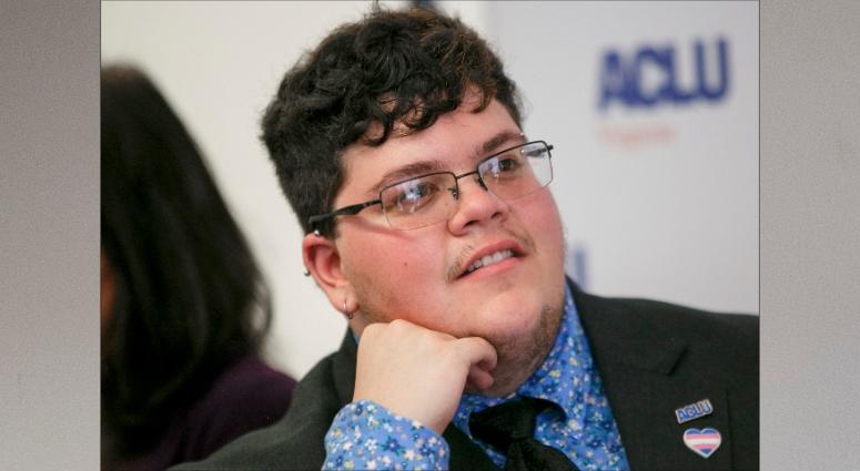 Gavin Grimm, a young man who has become a national face for transgender student, speaks during a press conference Tuesday morning, July 23, 2019, held by The ACLU and the ACLU of Virginia at Slover Library in Norfolk, Va. Gavin Grimm