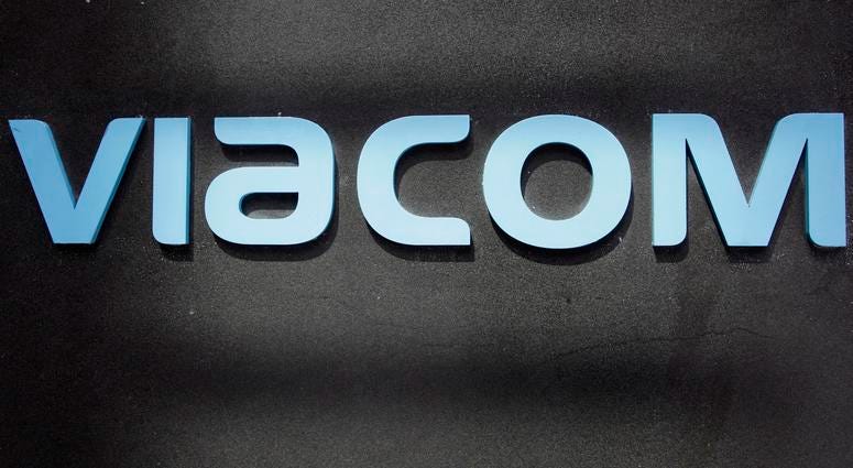 This Aug. 3, 2011, file photo, shows the Viacom logo at Viacom headquarters in New York. Viacom