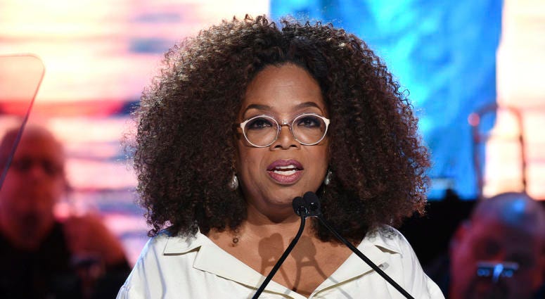 In this May 15, 2019 file photo, Oprah Winfrey speaks at the Statue of Liberty Museum opening celebration at Battery Park in New York. In this May 15, 2019 file photo, Oprah Winfrey speaks at the Statue of Liberty Museum opening celebration at Battery Park in New York.