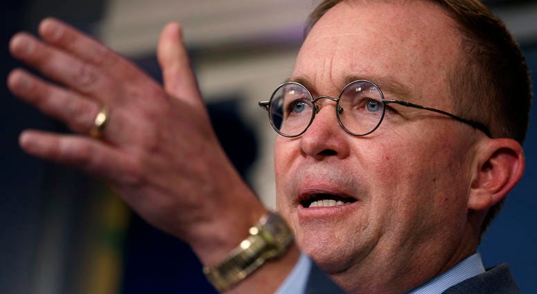 White House chief of staff Mick Mulvaney announces that the G7 will be held at Trump National Doral, Thursday, Oct. 17, 2019, in Washington.
