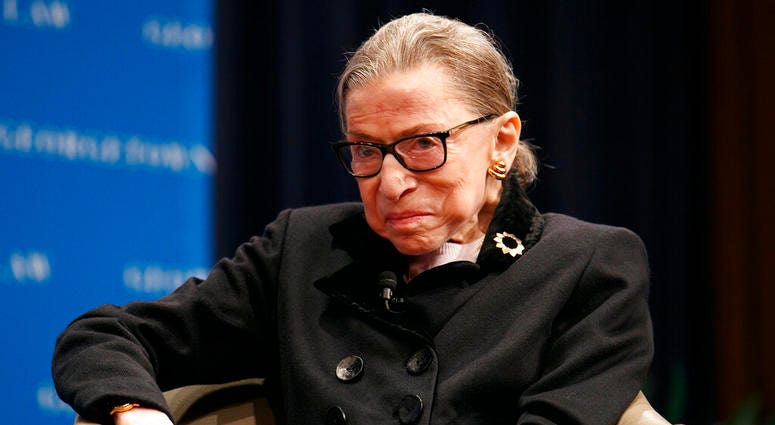 Supreme Court Justice Ruth Bader Ginsberg attends a panel with former President Bill Clinton and former Secretary of State Hillary Clinton. Supreme Court Justice Ruth Bader Ginsberg attends a panel with former President Bill Clinton and former Secretary of State Hillary Clinton.
