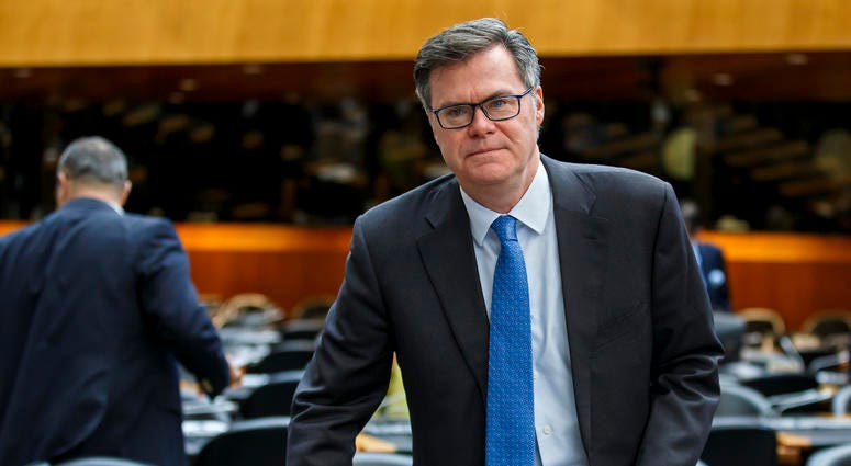 Dennis Shea, US Ambassador to the WTO, arrives for the opening of the General Council, at the headquarters of the World Trade Organization, WTO, in Geneva, Switzerland, Monday, Dec. 9, 2019. Dennis Shea, US Ambassador to the WTO, arrives for the opening of the General Council, at the headquarters of the World Trade Organization, WTO, in Geneva, Switzerland, Monday, Dec. 9, 2019.
