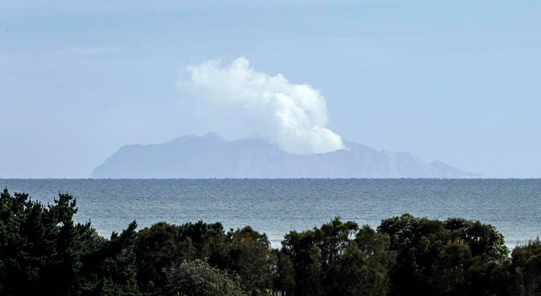 Plumes of steam rise above White Island off the coast of Whakatane, New Zealand, Wednesday, Dec. 11, 2019. Plumes of steam rise above White Island off the coast of Whakatane, New Zealand, Wednesday, Dec. 11, 2019.