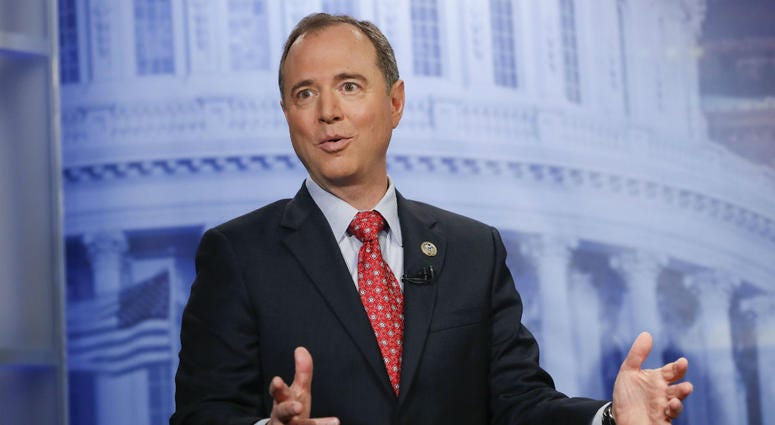 In this Nov. 7, 2017 file photo, Rep. Adam Schiff, D-Calf., answers questions during an interview at the Associated Press bureau in Washington. In this Nov. 7, 2017 file photo, Rep. Adam Schiff, D-Calf., answers questions during an interview at the Associated Press bureau in Washington.