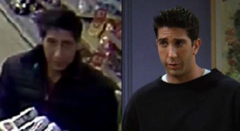 "Friends" fans are flooding British police with jokey comments after officers released a CCTV image of a robbery suspect with a striking resemblance to the US sitcom's character Ross Geller.