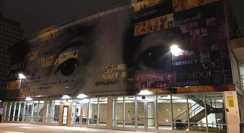 The Ben Franklin HS and Science Leadership Academy campus on North Broad is closed because of asbestos. The Ben Franklin HS and Science Leadership Academy campus on North Broad is closed because of asbestos.