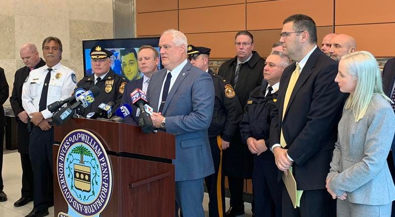 Bucks County District Attorney Matt Weintraub speaks after the Sean Kratz sentencing. Bucks County District Attorney Matt Weintraub speaks after the Sean Kratz sentencing.