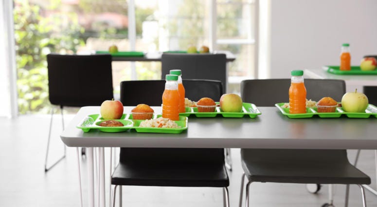 Lunch at a school cafeteria. Lunch at a school cafeteria.