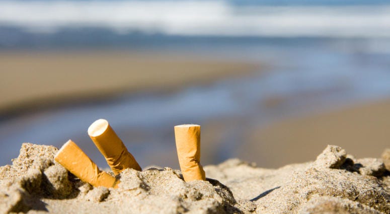 Cigarettes at the beach. Cigarettes at the beach.