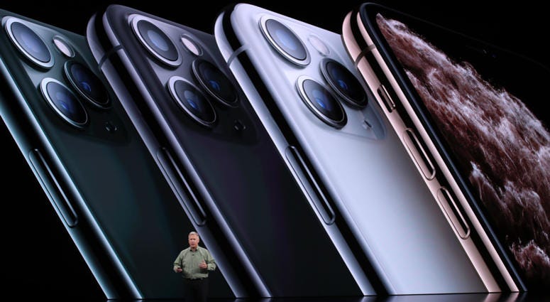Apple's senior vice president of worldwide marketing Phil Schiller talks about the new iPhone 11 Pro during a special event on Sept. 10, 2019 in the Steve Jobs Theater on Apple's Cupertino, California campus. iPhone 11 Pro