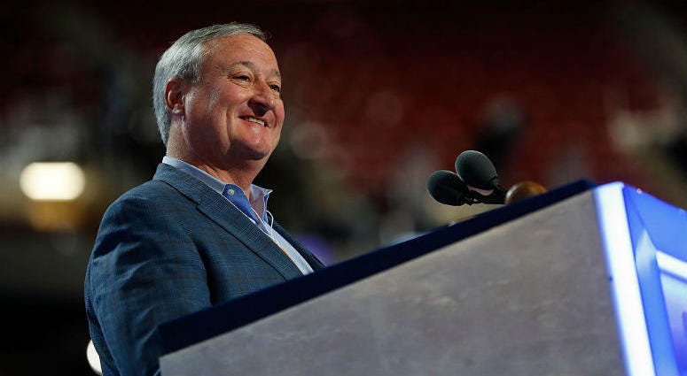 PHILADELPHIA, PA - JULY 24: Philadelphia Mayor Jim Kenney participates in a walk-through at the Wells Fargo Center July 24, 2016 in Philadelphia, Pennsylvania. The Democratic National Convention opens July 25. PHILADELPHIA, PA - JULY 24: Philadelphia Mayor Jim Kenney participates in a walk-through at the Wells Fargo Center July 24, 2016 in Philadelphia, Pennsylvania. The Democratic National Convention opens July 25.