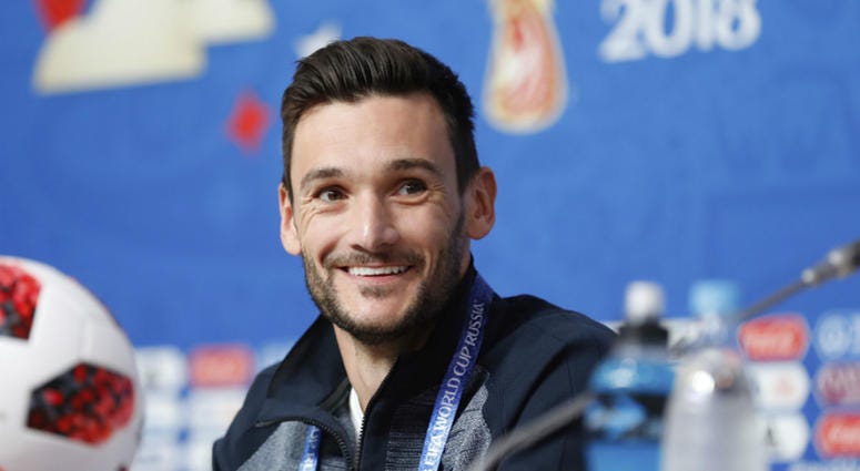 France goalkeeper Hugo Lloris smiles as he answers to journalists during a press conference at the eve of their semi-final against Belgium at the 2018 soccer World Cup in St. Petersburg, Russia, Monday, July 9, 2018. France goalkeeper Hugo Lloris smiles as he answers to journalists during a press conference at the eve of their semi-final against Belgium at the 2018 soccer World Cup in St. Petersburg, Russia, Monday, July 9, 2018.