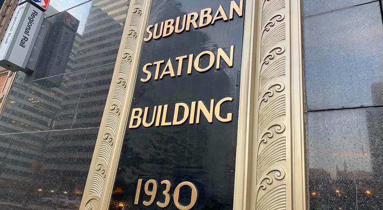 SEPTA's Suburban Station in Center City. A trail runs underground through Suburban Station connecting the Comcast Center and Dilworth Park, through Christmas Eve. SEPTA's Suburban Station in Center City