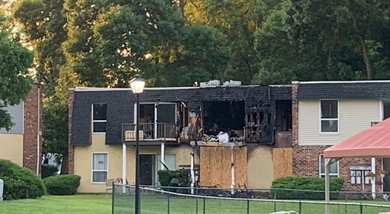 Fire rips through a section of the Ryan’s Run East Apartments in Maple Shade overnight. Fire rips through a section of the Ryan’s Run East Apartments in Maple Shade overnight.