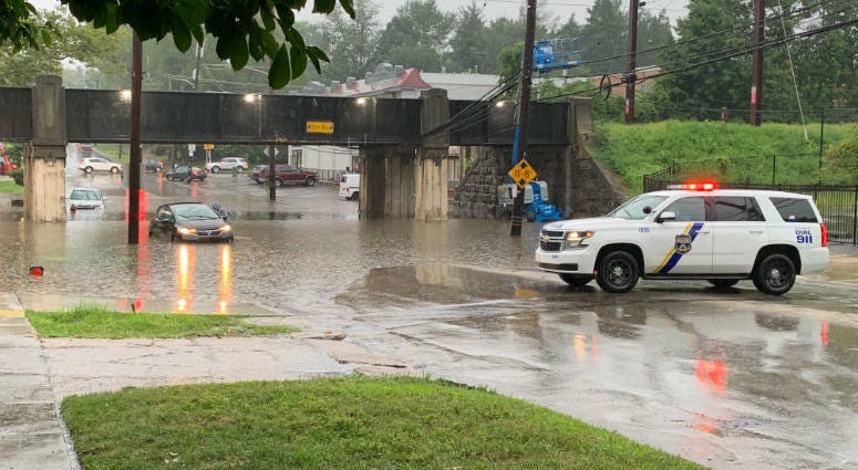 Flooding at 50th and Wynnefield streets.