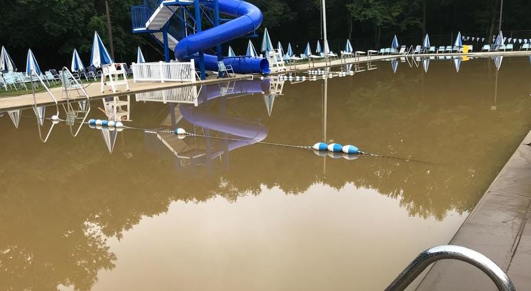The Springfield Swim Club is a muddy mess this morning. The Darby Creek flooded yesterday and this place was underwater. The Springfield Swim Club is a muddy mess this morning. The Darby Creek flooded yesterday and this place was underwater.
