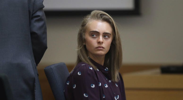 In this June 8, 2017 file photo, Michelle Carter sits in Taunton District Court in Taunton, Mass. In this June 8, 2017 file photo, Michelle Carter sits in Taunton District Court in Taunton, Mass.