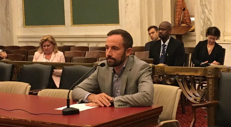 Nic Esposito testifying at Philadelphia City Council's Streets and Services Committee.