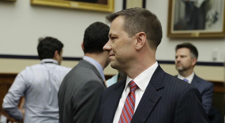 FBI Deputy Assistant Director Peter Strzok, center, arrives to a hearing of the House Committees on the Judiciary and Oversight and Government Reform on "Oversight of FBI and DOJ Actions Surrounding the 2016 Election," on Capitol Hill. FBI Deputy Assistant Director Peter Strzok, center, arrives to a hearing of the House Committees on the Judiciary and Oversight and Government Reform on "Oversight of FBI and DOJ Actions Surrounding the 2016 Election," on Capitol Hill.