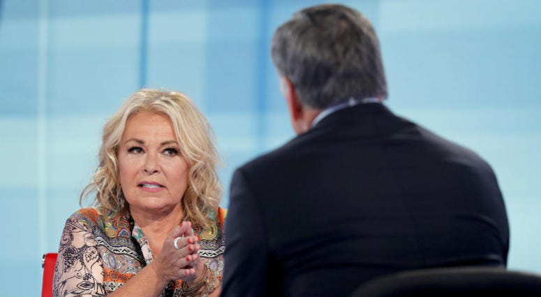 Roseanne Barr talks with Fox News talk show host Sean Hannity while being interviewed during a taping of his show, Thursday, July 26, 2018, in New York. Roseanne Barr talks with Fox News talk show host Sean Hannity while being interviewed during a taping of his show, Thursday, July 26, 2018, in New York.