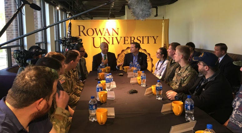 Sen. Cory Booker, on Rowan campus, talks to veterans and prospective student voters, Tuesday, October 30, 2018