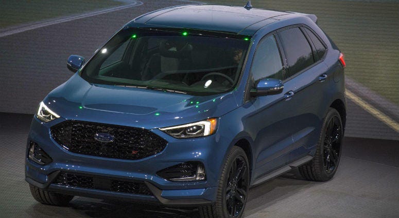 Jan 14, 2018; Detroit, MI, USA; Ford reveals the 2019 Edge ST during the North American International Auto Show at Detroit's Cobo Center. Jan 14, 2018; Detroit, MI, USA; Ford reveals the 2019 Edge ST during the North American International Auto Show at Detroit's Cobo Center.