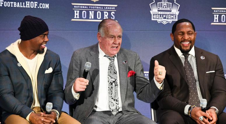 From left: The Pro Football Hall of Fame s Class of 2018 including Brian Dawkins, Jerry Kramer, and Ray Lewis during media availability during the NFL Honors show at Cyrus Northrop Memorial Auditorium at the University of Minnesota. From left: The Pro Football Hall of Fame s Class of 2018 including Brian Dawkins, Jerry Kramer, and Ray Lewis during media availability during the NFL Honors show at Cyrus Northrop Memorial Auditorium at the University of Minnesota.