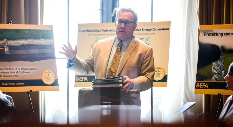 Jul7 26, 2018; Washington, DC, USA; EPA acting administrator Andrew Wheeler talks with EPA staff in the offices of the United States Environmental Protection Agency. Jul7 26, 2018; Washington, DC, USA; EPA acting administrator Andrew Wheeler talks with EPA staff in the offices of the United States Environmental Protection Agency.