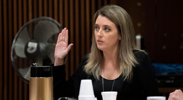Kate McClure appears in court April 15, 2019 at Burlington County Superior Court in Mount Holly, N.J. Kate McClure
