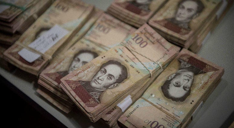 Stacks of bolivares from Venezuela Stacks of bolivares from Venezuela