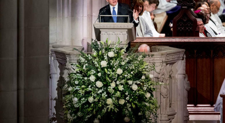 Presidential biographer Jon Meacham speaks during the State Funeral for former President George H.W. Bush at the National Cathedral, December 5, 2018 in Washington, DC. Presidential biographer Jon Meacham speaks during the State Funeral for former President George H.W. Bush at the National Cathedral, December 5, 2018 in Washington, DC.