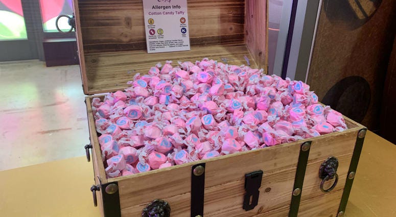 A treasure chest of cotton candy taffy. A treasure chest of cotton candy taffy.