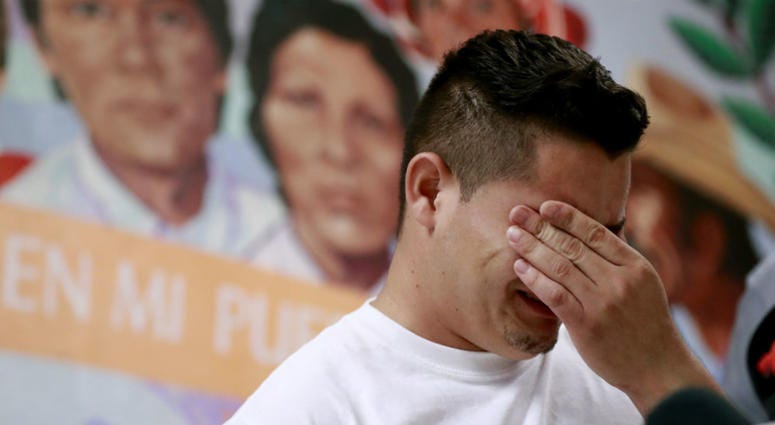 In this June 25, 2018 file photo, Christian, from Honduras, recounts his separation from his child at the border during a news conference at the Annunciation House,in El Paso, Texas. In this June 25, 2018 file photo, Christian, from Honduras, recounts his separation from his child at the border during a news conference at the Annunciation House,in El Paso, Texas.