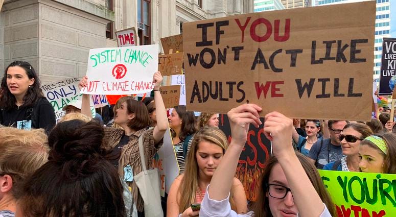 Thousands of Philadelphia and Philadelphia-area students skipped school Friday to gather at City Hall in solidarity with a global Climate Strike of young people all around the world. Thousands of Philadelphia and Philadelphia-area students skipped school Friday to gather at City Hall in solidarity with a global Climate Strike of young people all around the world.