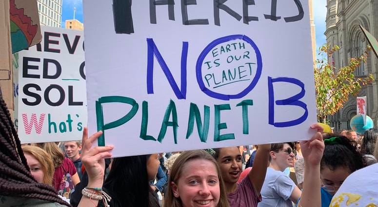 Thousands of Philadelphia and Philadelphia-area students skipped school Friday to gather at City Hall in solidarity with a global Climate Strike of young people all around the world. Thousands of Philadelphia and Philadelphia-area students skipped school Friday to gather at City Hall in solidarity with a global Climate Strike of young people all around the world.