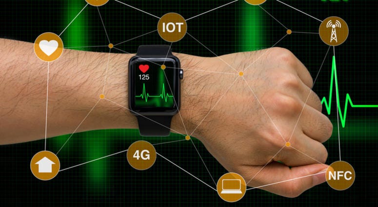 Concept of smart watch monitoring heart rate application with heart beat cardiogram. smart watch monitoring heart rate