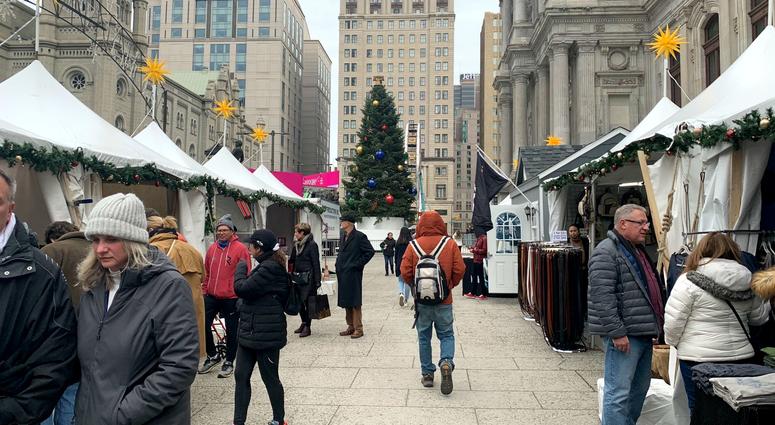Shoppers at the pop-up holiday markets in Center City. Shoppers at the pop-up holiday markets in Center City.