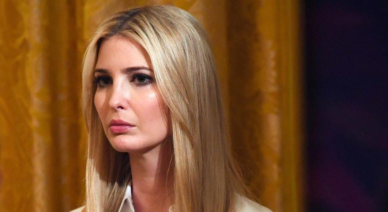 Ivanka Trump, daughter and senior advisor of President Donald Trump, stands while President Donald Trump honors soldier First Lt. Garlin M. Conner posthumously honored with the Medal of Honor on Tuesday for his actions in World War II. Ivanka Trump
